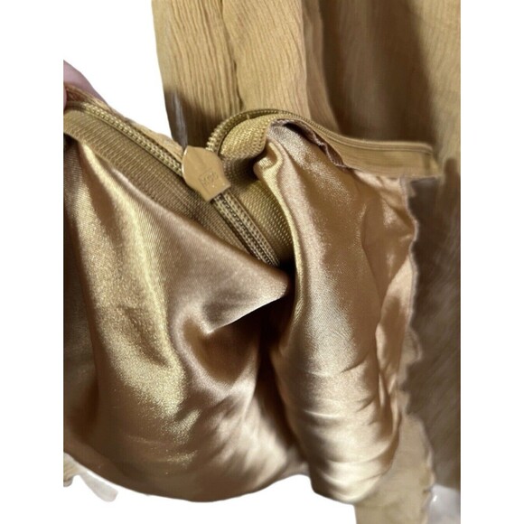 Spencer Jeremy Silk Empire Waist Rhinestone Silk Blouse MUSTARD YELLOW HOLIDAY - Picture 6 of 8